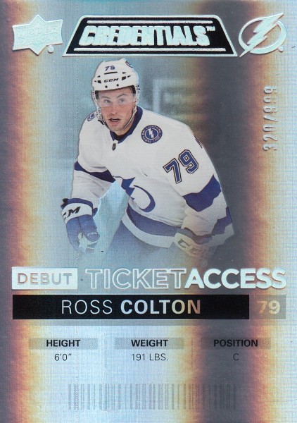 insert RC karta ROSS COLTON 21-22 Credentials Debut Ticket Access /999